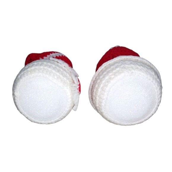 Vtg Handmade Hand Crochet Snowman & Snow Woman Christmas Figures Grannycore Set - Picture 4 of 4